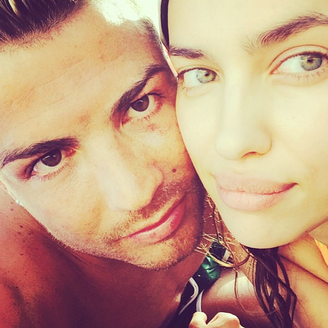 Irina Shayk and her fiance footballer Cristiano Ronaldo take a selfie