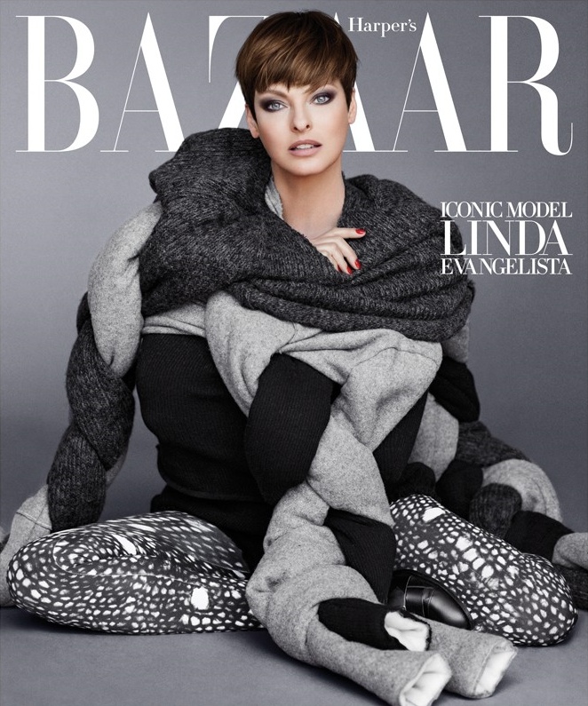 Linda Evangelista stars on Harper's Bazaar September 2014 cover