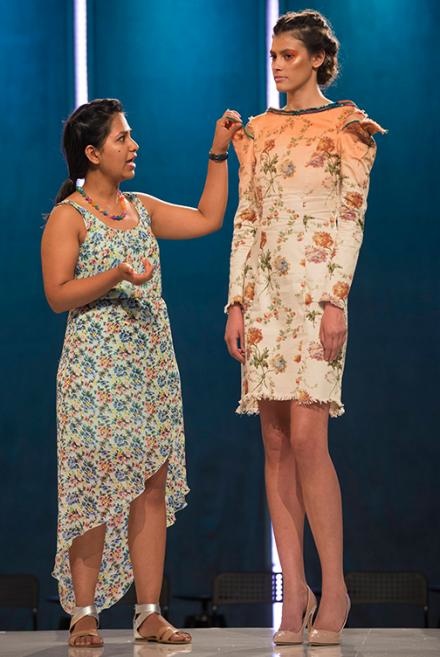 WINNING LOOK: Sandhya and her model on the runway. Photo: Lifetime