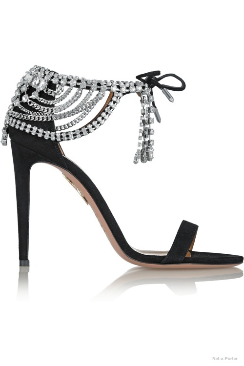 Aquazzura + Olivia Palermo embellished suede sandals available at Net-a-Porter for $1,625.00