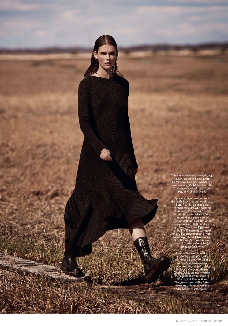 Cover Me: Giedre Dukauskaite Wears Fall Knitwear in Marie Claire UK by James Macari