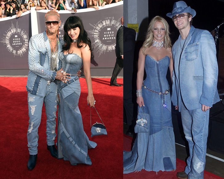 Katy Perry Channels Britney Spears Denim Look for 2014 VMAs