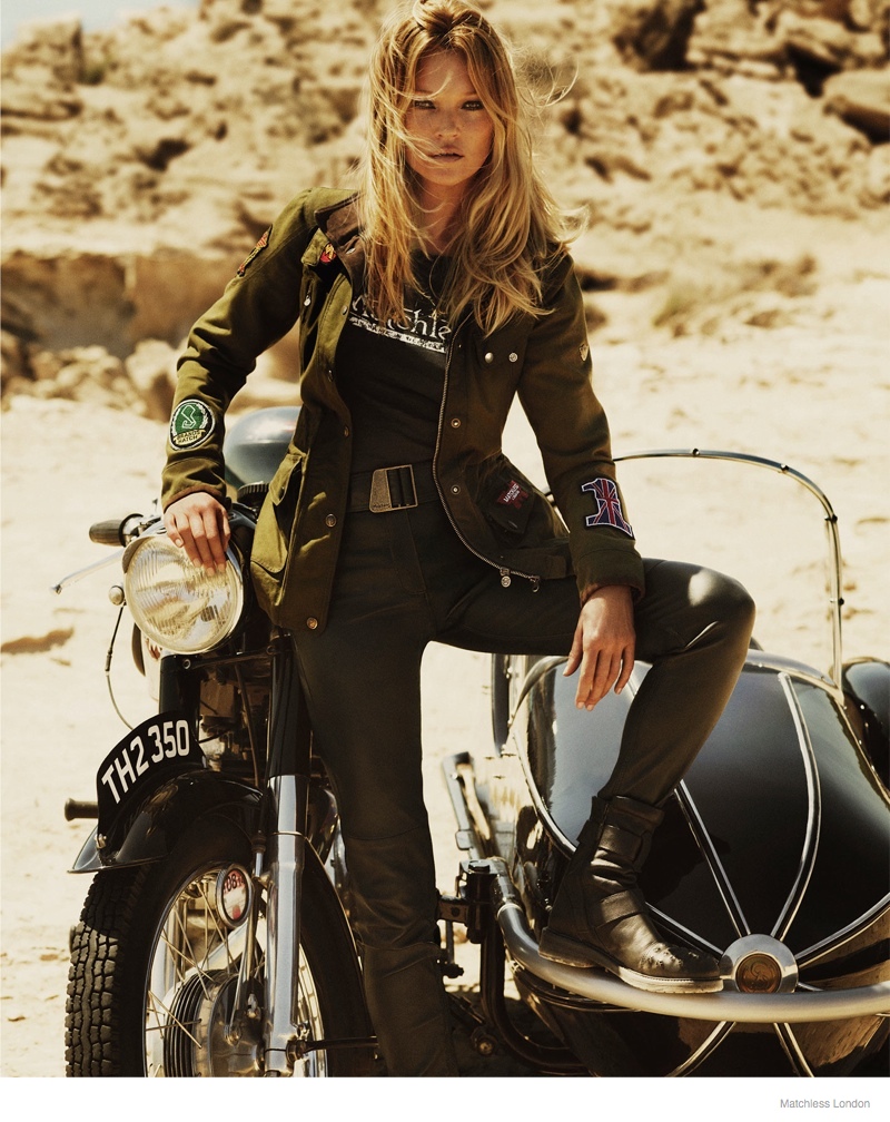 Kate Moss in Biker Jackets for Matchless London's Fall 2014 Ads