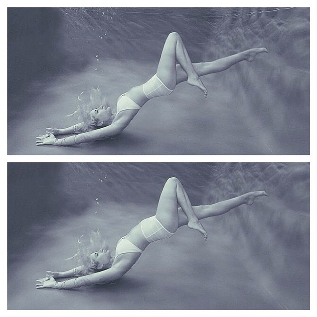 (Top) Image uploaded by swim brand. (Bottom) Original image. Photo: Instagram