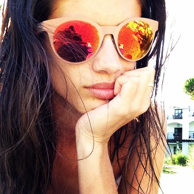 Sara Sampaio rocks a colorful pair of sunglasses