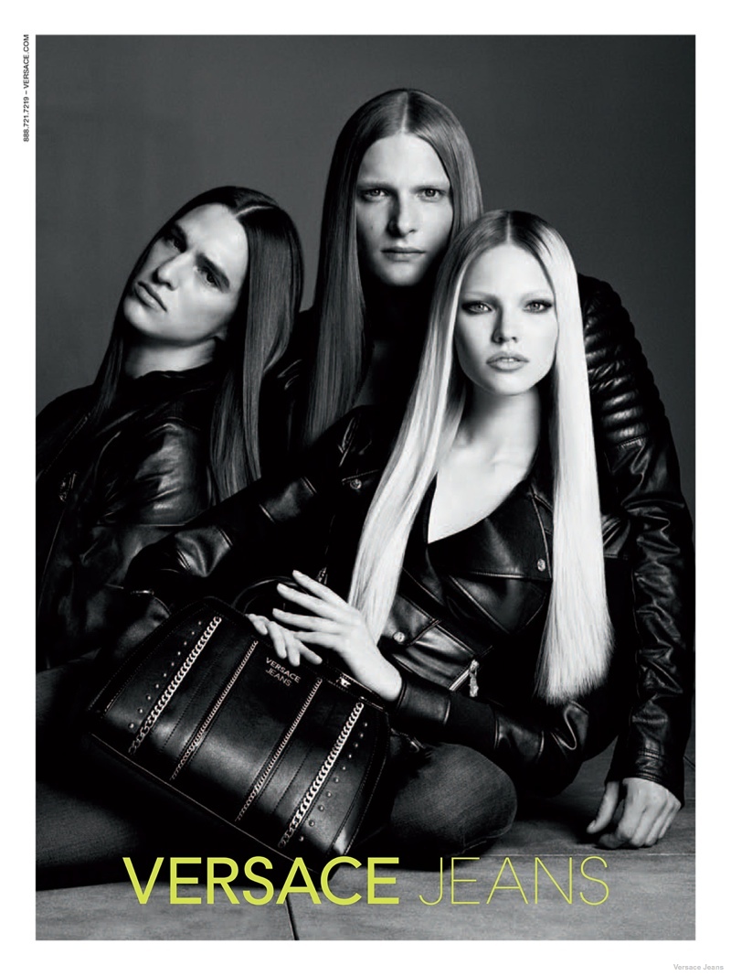 Sasha Luss in Leather + Denim for Versace Jeans Fall 2014 Ads