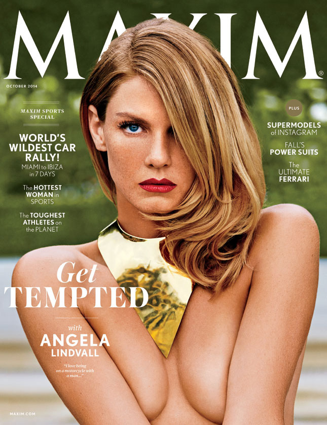 Angela Lindvall Flaunts Cleavage on Maxim’s October 2014 Cover