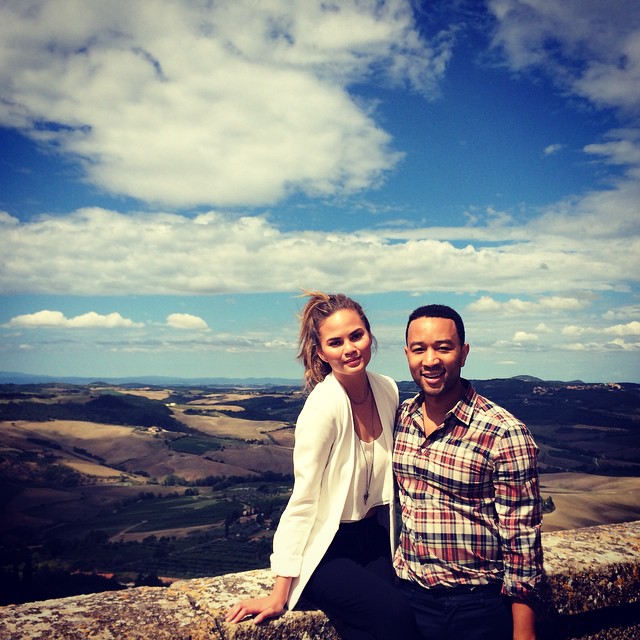 Chrissy Teigen and her husband John Legend in Tuscany