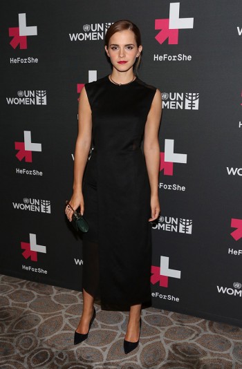 Emma Watson Wears Black Hugo Boss Dress at UN Women’s Event Emma Watson Wears Black Hugo Boss Dress at UN Women’s Event