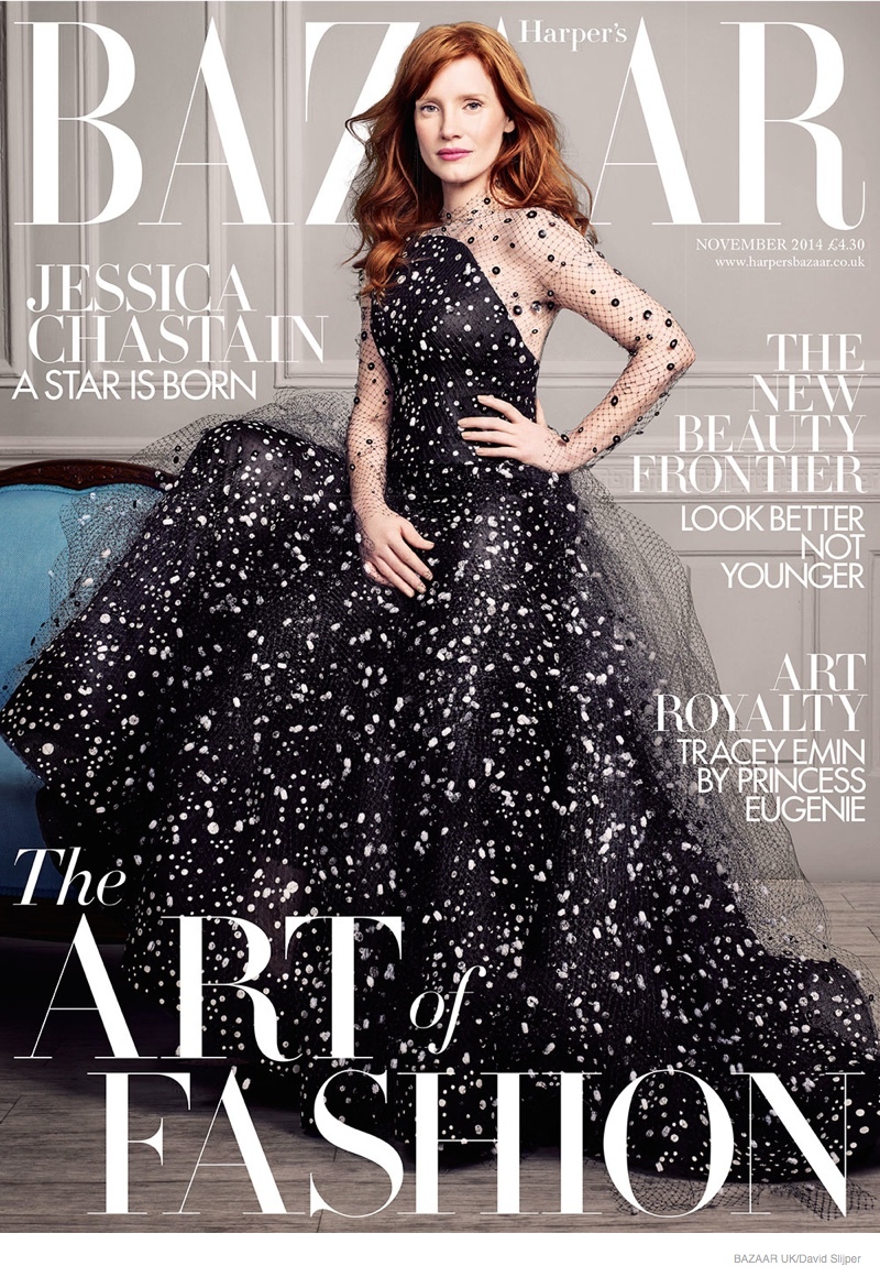 Jessica Chastain on Harper's Bazaar UK November 2014 Cover