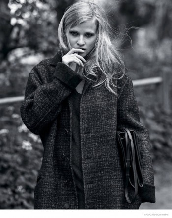Lara Stone Poses for Bruce Weber in Oversized Style for T Magazine Lara Stone Poses for Bruce Weber in Oversized Style for T Magazine