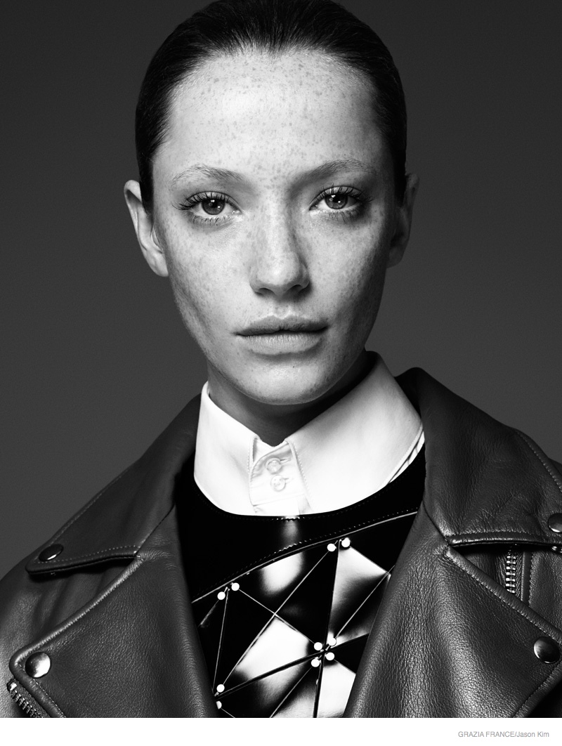Milagros Schmoll Dons Leather Style for Grazia France by Jason Kim ...