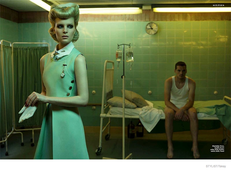 Charlotte Tomas Plays a Fashionable Nurse for Stylist Magazine