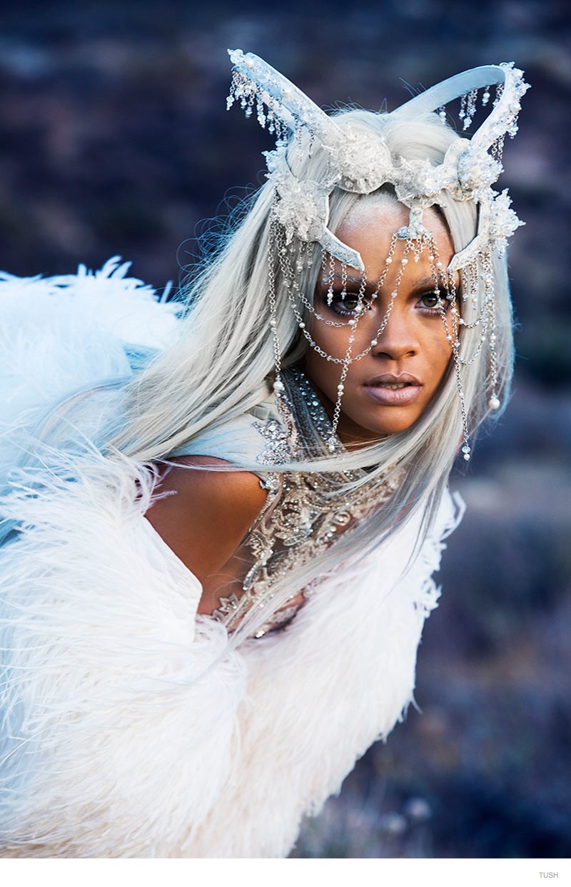 Rihanna Goes Futuristic, Rocks Grey Hair in Tush Fashion Shoot