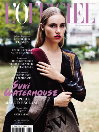 Suki Waterhouse Models Custom Burberry on L'Officiel Paris October 2014 Cover Suki Waterhouse Models Custom Burberry on L'Officiel Paris October 2014 Cover