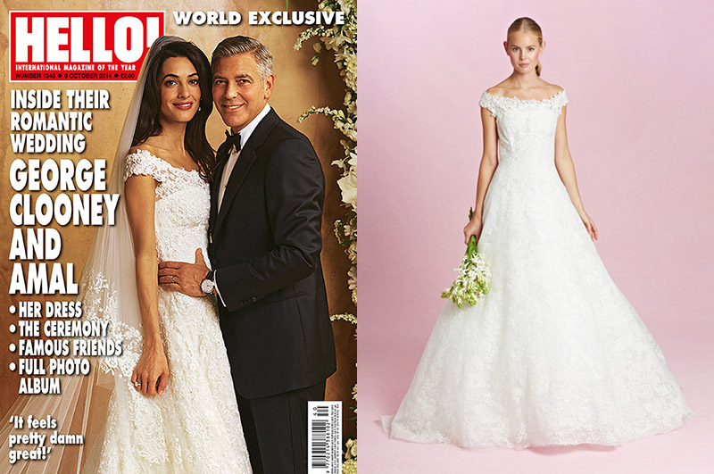 THE DRESS: Oscar de la Renta featured a replica of Amal Alamuddin's wedding day dress in his fall 2015 bridal collection