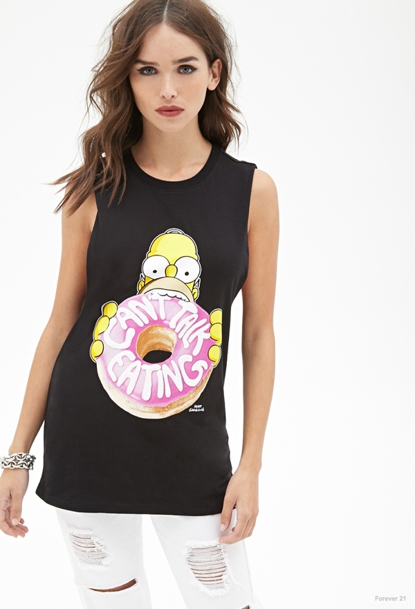 Forever 21 x The Simpsons Can't Talk, I'm Eating Shirt