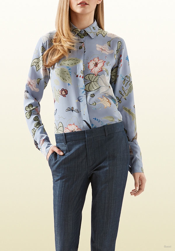 Gucci Flora Knight Print Silk Shirt