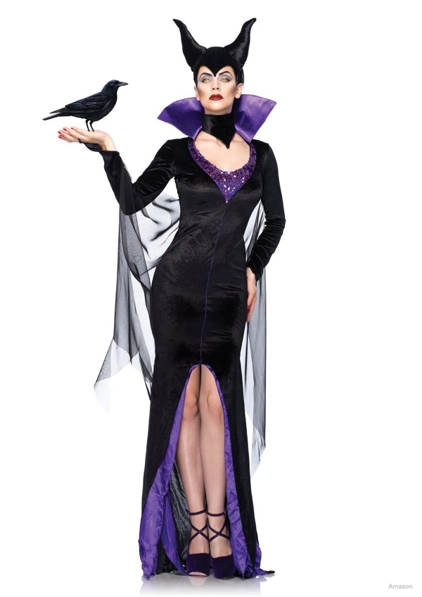 Disney Three-Piece Maleficent Dress with Stand-Up Collar and Head Piece