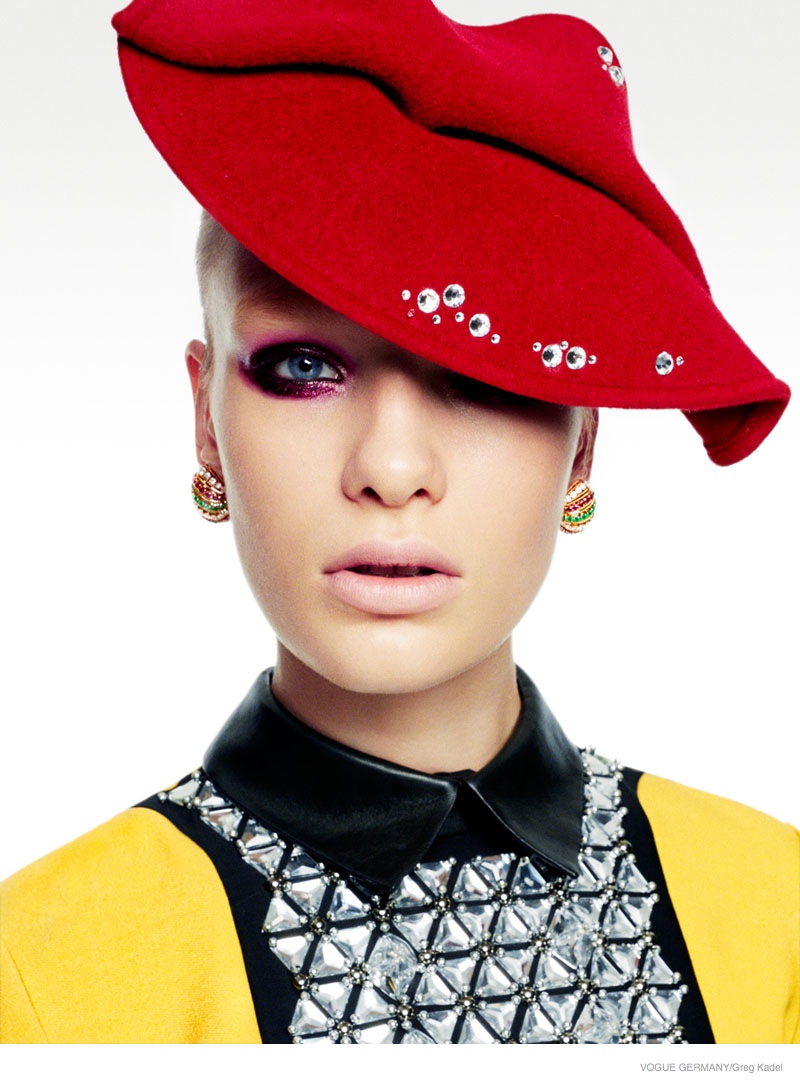 Greg Kadel Captures Models in Colorful Hats for Vogue Germany