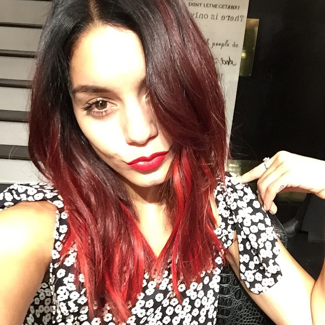 Actress Vanessa Hudgens revealed a new red hue for her fall hairstyle