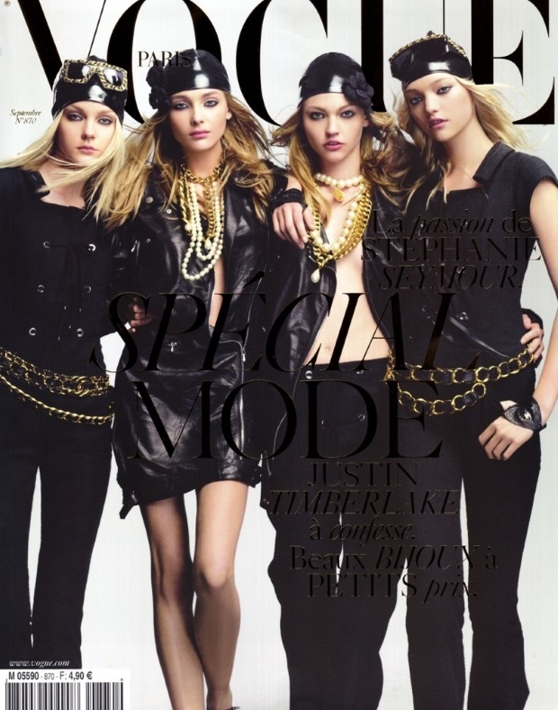 Gemma Ward on Vogue Paris September 2005 Cover with Jessica Stam, Sasha Pivovarova and Snejana Onopka