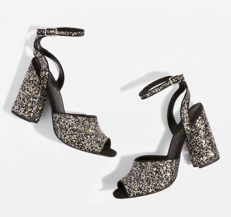 Topshop Rocky Glitter Block Heel Sandals $42.50 (previously $85)