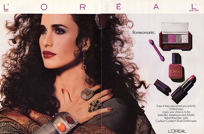 TBT: 1980s L'Oreal Makeup Ads with Andie Macdowell – Fashion Gone Rogue