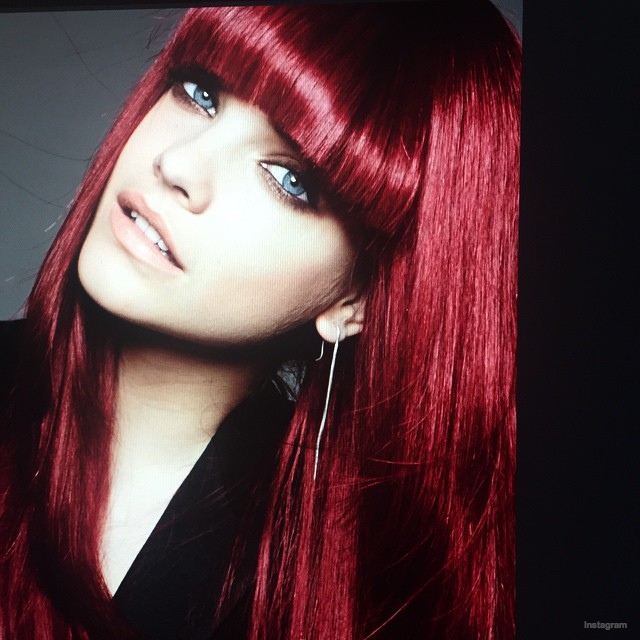 Barbara Palvin rocks bangs and a fiery red hair color for upcoming L’Oreal campaign