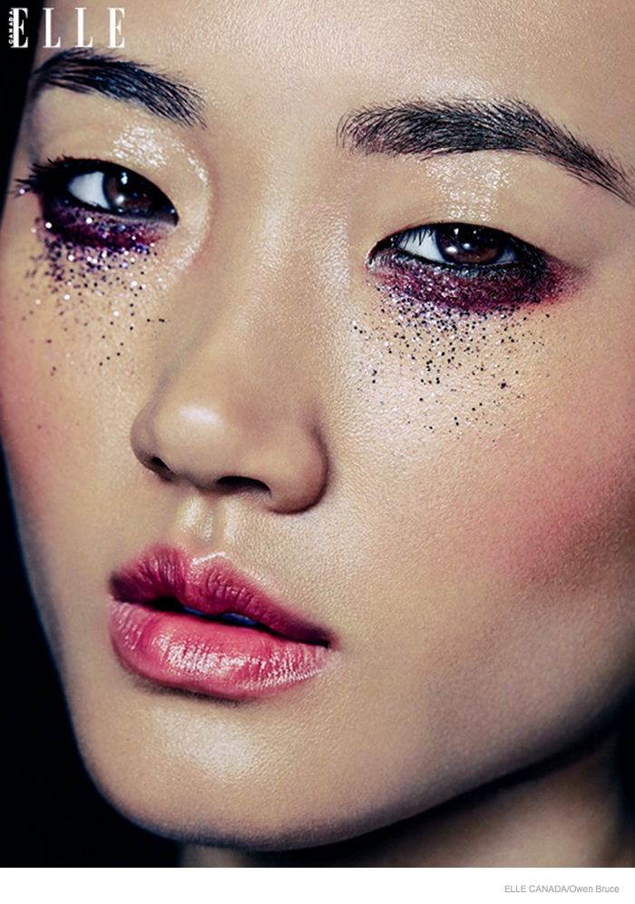 Emma & Ashley Model Glittery Holiday Makeup Looks in Elle 