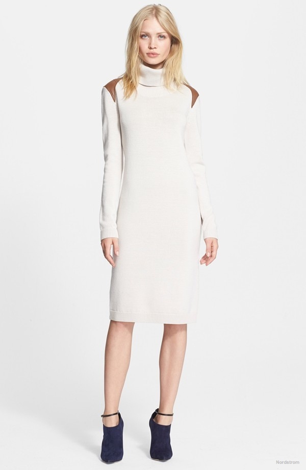 Haute Hippie Leather Trim Turtleneck Sweater Dress available at Nordstrom for $595