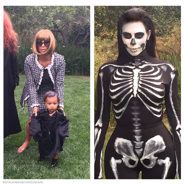 Kim Kardashian Dressed as Anna Wintour (and A Skeleton) for Halloween