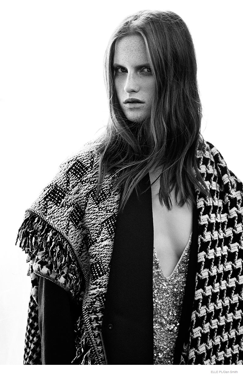 Magdalena Jasek in Outerwear Style for Elle Poland December 2014 ...