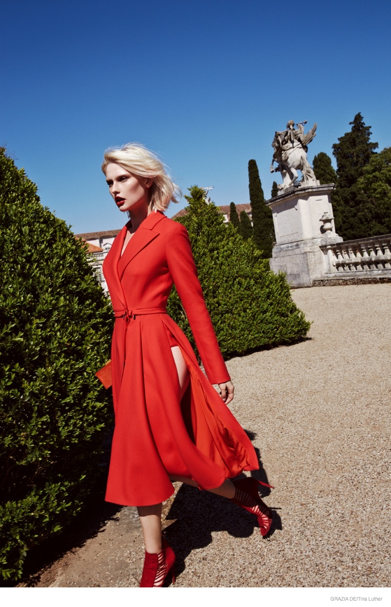 Anna Emilia Seewald in Red Hot Looks for Grazia Germany