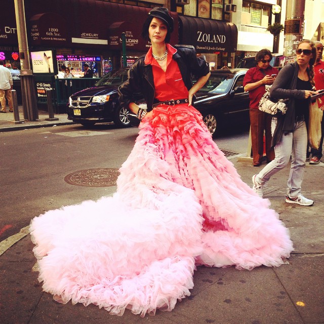 Sasha Pivovarova takes behind the scenes shot for Vogue Paris