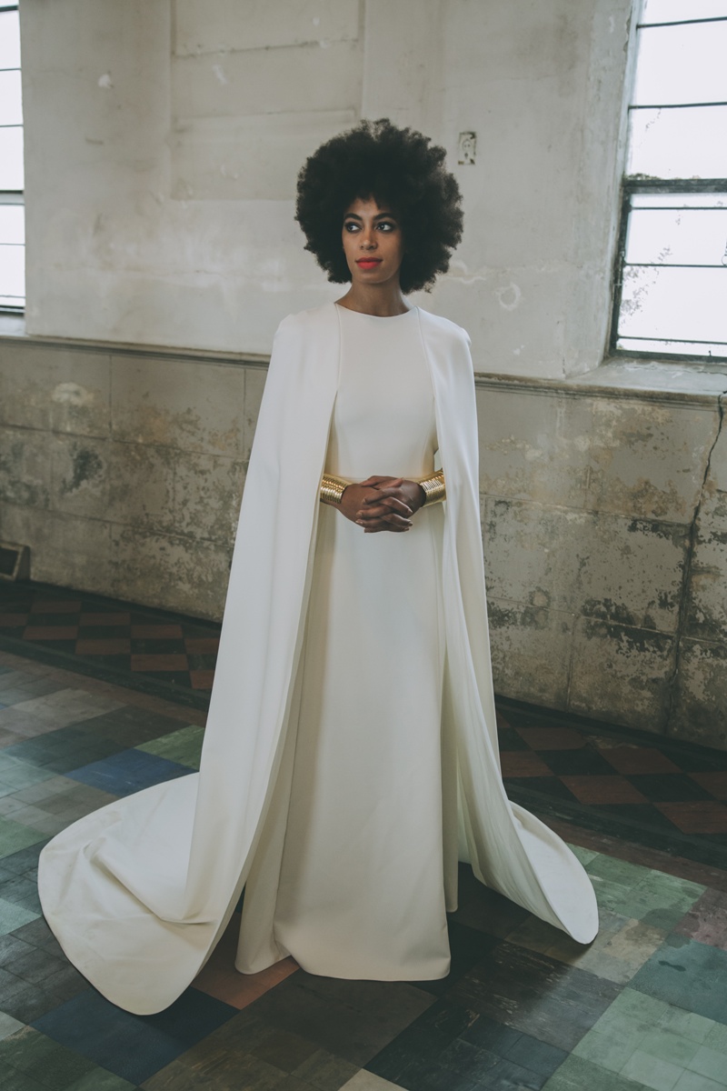 Solange Knowles wears Kenzo wedding dress in official wedding portrait by Rog Walker. Photo via Vogue.  