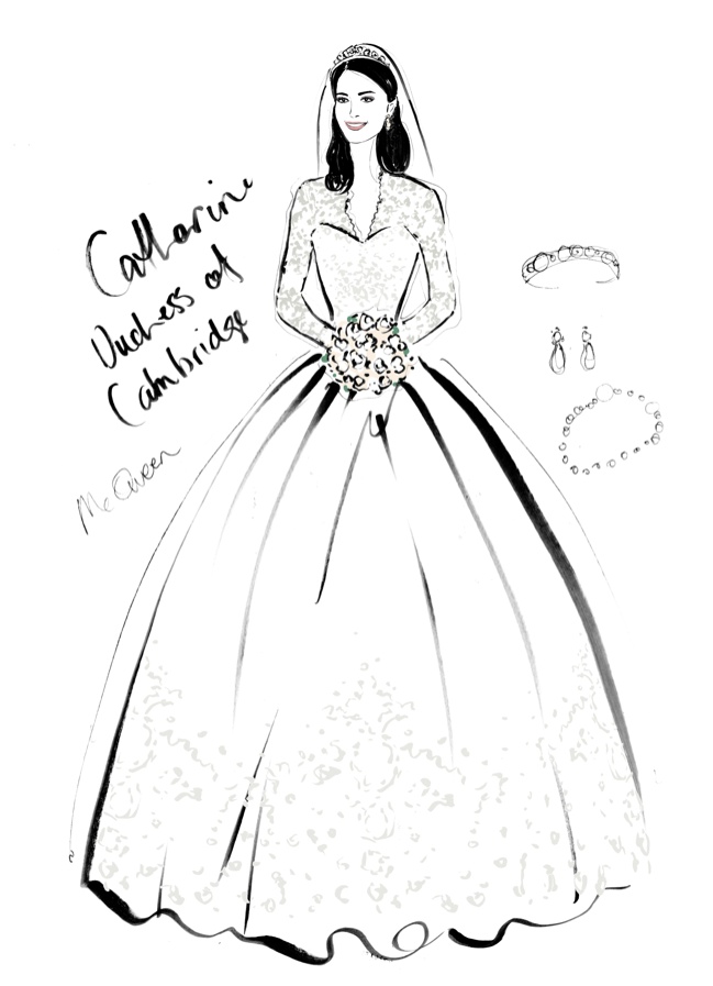 Catherine Duchess of Cambridge Wedding Dress. Photo: Megan Hess