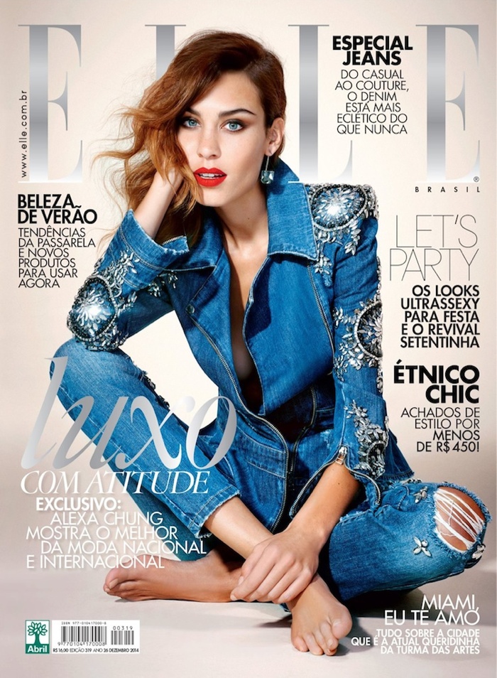 Alexa Chung Rocks Denim on Elle Brazil December 2014 Cover