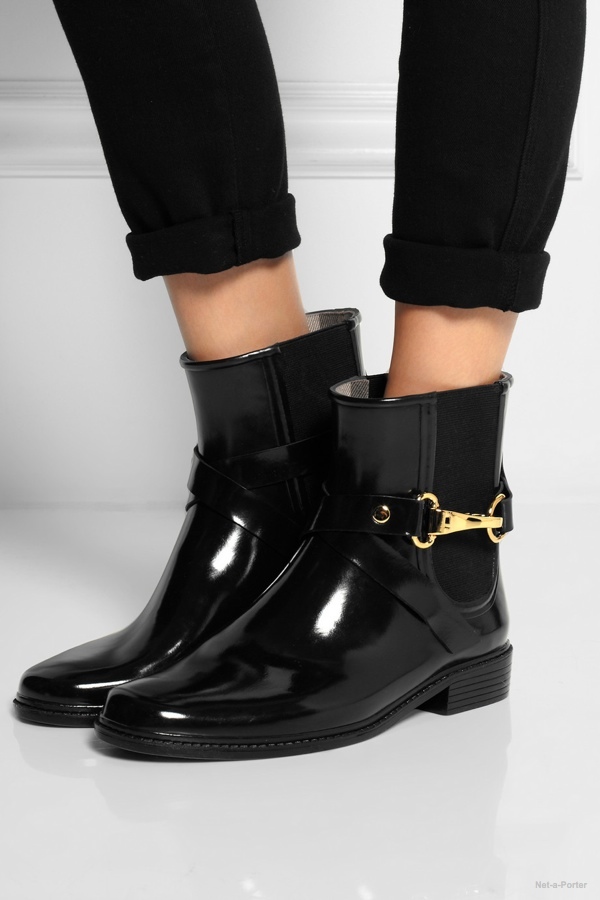 Burberry Glossed-Rubber Rain Boots