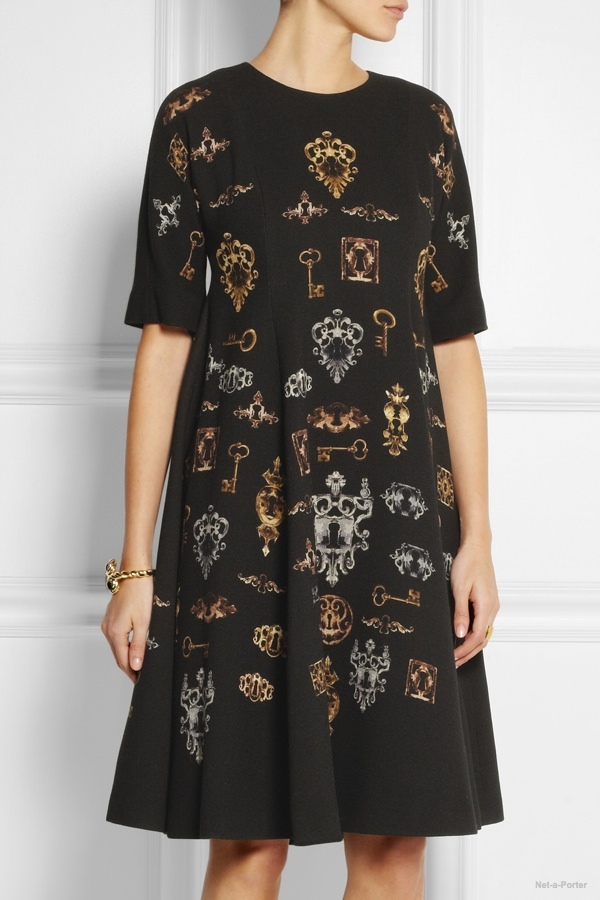Dolce & Gabbana Printed stretch-wool crepe dress available at Net-a-Porter for $3,497