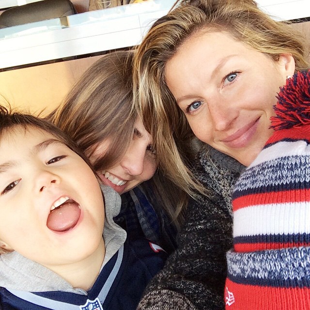 FRESH FACED: Supermodel Gisele Bundchen goes without makeup in an Instagram image she took at a recent Patriots Game