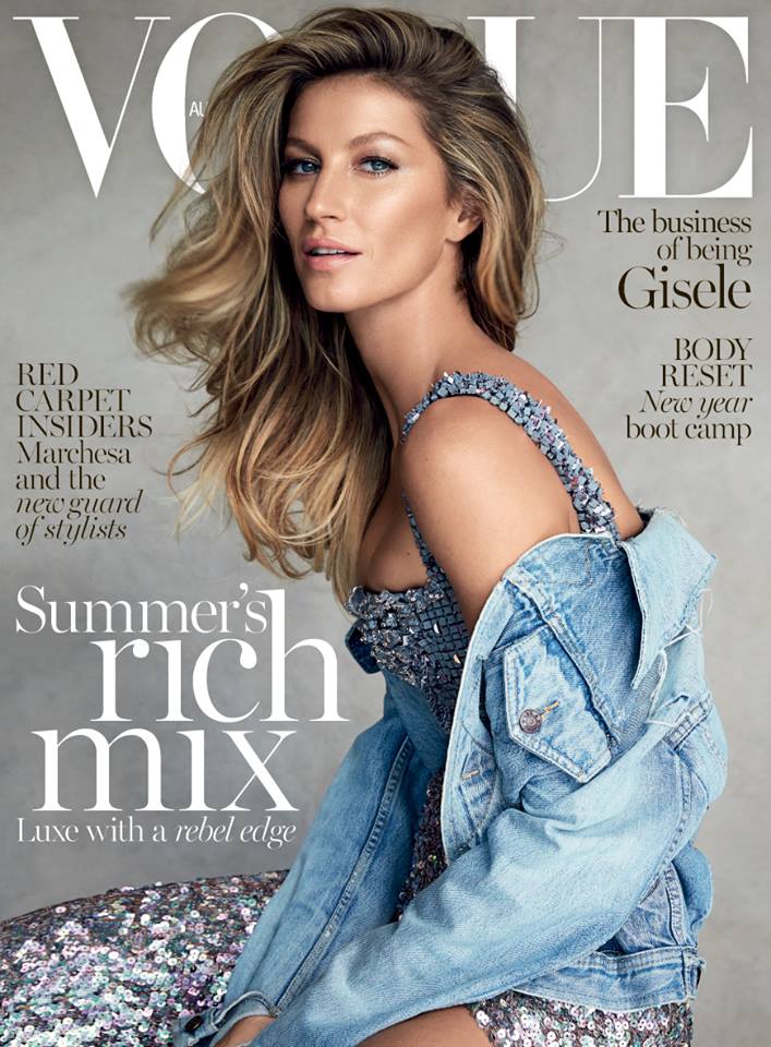 Gisele Bundchen on Vogue Australia January 2015 Cover. Makeup by Hung Vanngo.