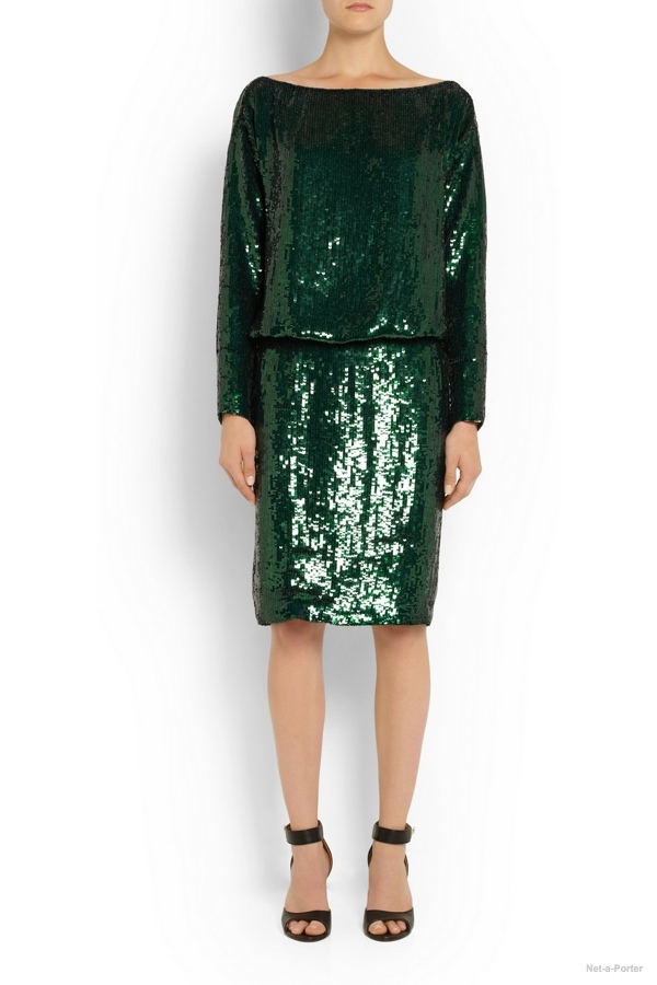 Givenchy Sequined Silk-crepe Dress in Emerald 