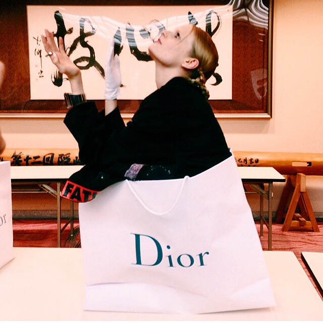 Hanne Gaby Odiele poses in Dior bag