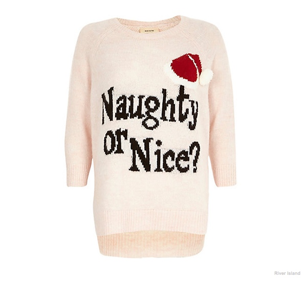 Naughty or Nice Christmas Sweater available at River Island for $70.00
