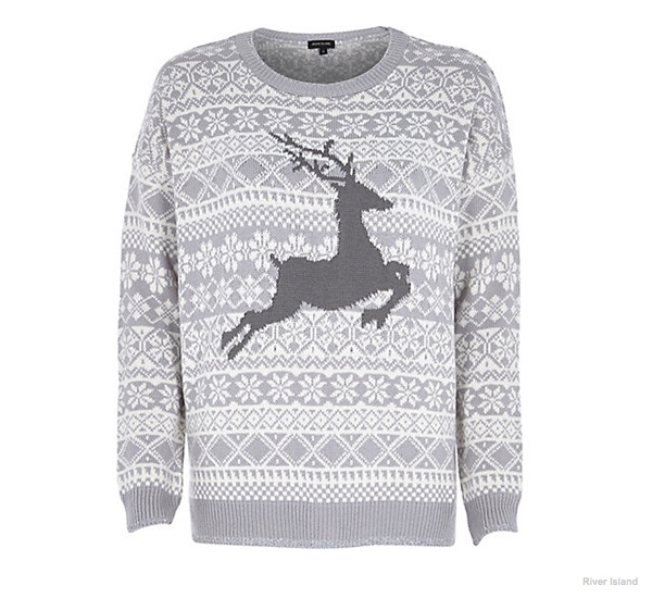 Reindeer Fair Isle Christmas Sweater available at River Island for $70.00