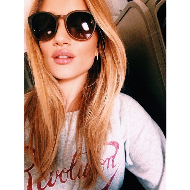 BEFORE: An image of Rosie Huntington-Whiteley from earlier this year with longer locks. 