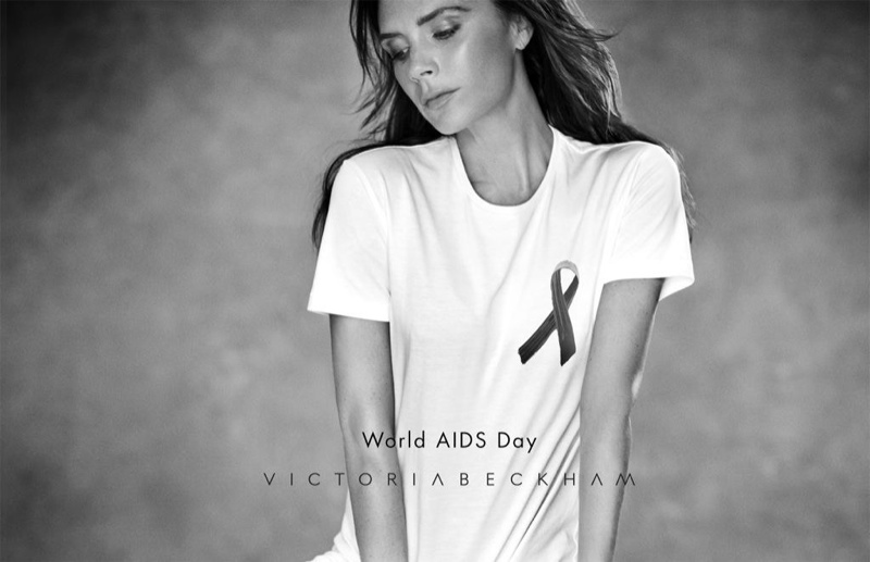 Victoria Beckham Wears & Designs T-Shirt for World AIDS Day