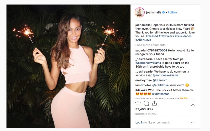 Joan Smalls celebrated with some sparklers