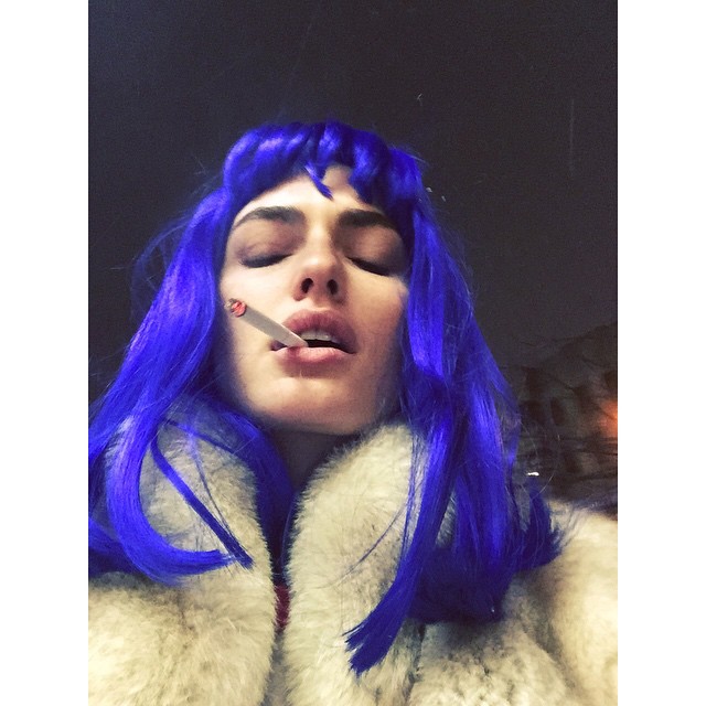 Alyssa Miller rocks blue hair